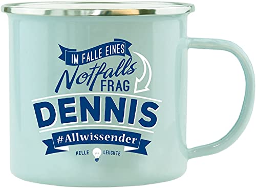 History & Heraldry Echter Kerl - Emaille Becher Dennis - individuelle und personalisierte Tasse mit Name und Spruch von History & Heraldry
