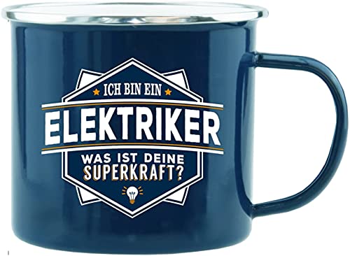 History & Heraldry Echter Kerl - Emaille Becher Elektriker - individuelle und personalisierte Tasse mit Name und Spruch von History & Heraldry