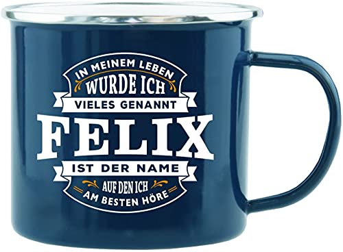 History & Heraldry Echter Kerl - Emaille Becher Felix - individuelle und personalisierte Tasse mit Name und Spruch von History & Heraldry