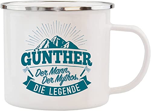 History & Heraldry Echter Kerl - Emaille Becher Günther - individuelle und personalisierte Tasse mit Name und Spruch von History & Heraldry