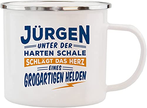 History & Heraldry Echter Kerl - Emaille Becher Jürgen - individuelle und personalisierte Tasse mit Name und Spruch von History & Heraldry