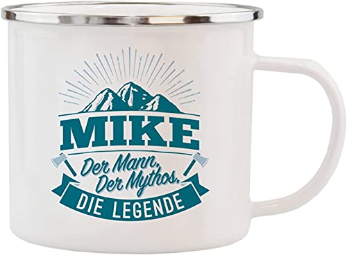 History & Heraldry Echter Kerl - Emaille Becher Mike - individuelle und personalisierte Tasse mit Name und Spruch von History & Heraldry