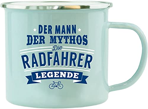 History & Heraldry Echter Kerl - Emaille Becher Radfahrer - individuelle und personalisierte Tasse mit Name und Spruch von History & Heraldry