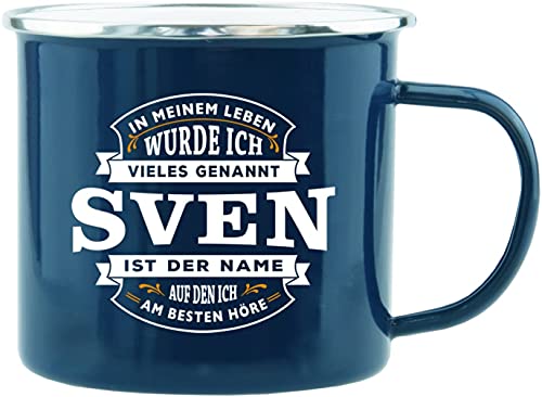 History & Heraldry Echter Kerl - Emaille Becher Sven - individuelle und personalisierte Tasse mit Name und Spruch von History & Heraldry