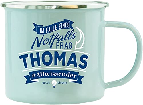 History & Heraldry Echter Kerl - Emaille Becher Thomas - individuelle und personalisierte Tasse mit Name und Spruch von History & Heraldry