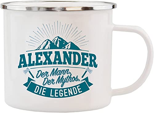 History & Heraldry Echter Kerl - Emaille Becher Alexander - individuelle und personalisierte Tasse mit Name und Spruch von History & Heraldry