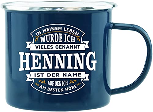 History & Heraldry Echter Kerl - Emaille Becher Henning - individuelle und personalisierte Tasse mit Name und Spruch von History & Heraldry