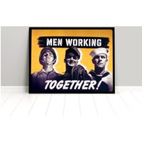 Poster 2. Weltkrieg -Männer Arbeiten Zusammen - Usa Plakat Kunstdruck Propaganda Militaria Motivation Heimatfront von Historyonyourwall