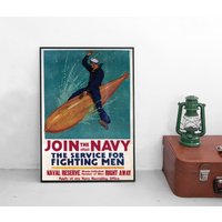 Poster 2. Weltkrieg Usa Join The Navy Marine Alliierte Plakatkunst Plakat Kunstdruck Propaganda Militaria Geschenkidee von Historyonyourwall