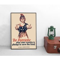 Poster 2. Weltkrieg Usa Sei Patriotisch Und Spare Nahrung Plakat Kunstdruck Propaganda Militaria Alliierte von Historyonyourwall