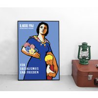 Poster Ddr Für Sozialismus & Frieden Ostdeutschand Deutschland Plakat Kunstdruck Propaganda Pazifismus Feminismus von Historyonyourwall