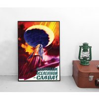 Poster -Ehre Den Eroberern Des Universums - Sowjetunion Russland Raumfahrt Cccp Propaganda Plakat Kunstdruck Yuri Gagarin Weltraum von Historyonyourwall