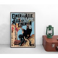 Poster Feuerwehr "Alle Für Einen, Einer Alle" Print Home Decor Wall Art von Historyonyourwall