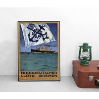 Poster Norddeutscher Lloyd Bremen Schifffahrt Plakat Kunstdruck Home Decor Wall Art Vintage Print von Historyonyourwall