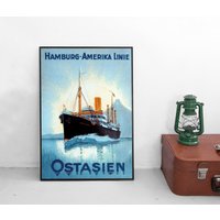 Poster Ostasien Mit Hamburg American Lines Schifffahrt Plakat Kunstdruck Home Decor Wall Art Vintage Print von Historyonyourwall