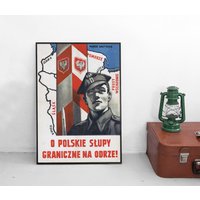 Poster Polen "Grenzposten An Der Oder" Widerstand Gegen Nazis 2. Weltkrieg Plakat Kunstdruck Propaganda Militaria Luftwaffe von Historyonyourwall