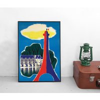 Poster Reisen 1958 Paris. Frankreich. Eiffelturm. Plakat Kunstdruck Home Decor Wall Art Vintage Print von Historyonyourwall