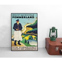 Poster Reisen "Besucht Das Reizvolle Pommernland" Plakat Kunstdruck Home Decor Wall Art Vintage Print von Historyonyourwall