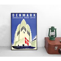 Poster Reisen Dänemark Grundtvig Kirche Copenhagen Plakat Kunstdruck Home Decor Wall Art Vintage Print von Historyonyourwall