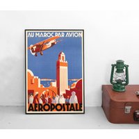 Poster Reisen Nach Marokko Mit Dem Flugzeug. Fes. Plakat Kunstdruck Home Decor Wall Art Vintage Print von Historyonyourwall