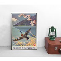 Poster Reisen Urlaub in Der Schweiz Plakat Kunstdruck Home Decor Wall Art Vintage Print von Historyonyourwall