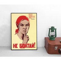 Poster Sprich Nicht Spione Russland Sowjetunion 2. Weltkrieg Wk Heimatfront Kunstdruck Plakat Propaganda von Historyonyourwall