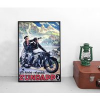 Poster Zündapp Motorrad Deutschland Werbung Oldtimer Vintage Art Wall Print Home Decor Plakat Kunstdruck von Historyonyourwall