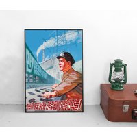 Propaganda Poster Nordkorea Korea Plakat Kunstdruck Vintage Kommunismus Iii von Historyonyourwall