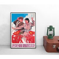 Propaganda Poster Nordkorea Korea Plakat Kunstdruck Vintage Kommunismus Iv von Historyonyourwall