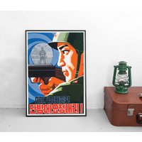 Propaganda Poster Nordkorea Korea Plakat Kunstdruck Vintage Kommunismus von Historyonyourwall