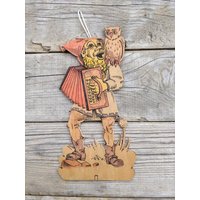 Alter Handarbeits Zwerg, Sperrholz Ausschnitt Gnom, Ca 1930-50, Märchenhafte Kindheitserinnerung von Historyprops