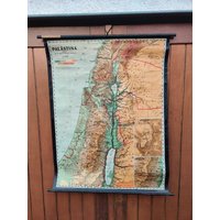Schulkarte Palestina Zur Zeit Der Herodes 37-4 Vor Christus, Ddr Landkarte, Haack Gotha, Ddr, 50Er von Historyprops