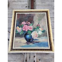 Vintage Bemalte Rosen, Öl Oder Acryl, Brokante Stil, Boudoir Vintage Bemalte Rosen, Öl Oder Acryl, Brokante Stil, Boudoir von Historyprops