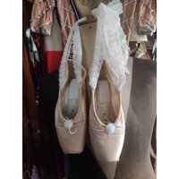 Vintage Benutzte, Rosa, Verzierte Pointe Schuhe, Ballerina Balett Shabby Chic, Brocante, Boudoir Style, French Gustavian von Historyprops
