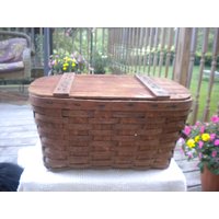 Vintage Gewebter Picknickkorb Antikes Landhausdekor von HitOrMissTreasures