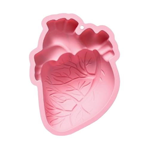 Hitburu 3D Herz Backform Aus Silikon - 4-Fach Realistische 3D Gehirn Herz Kerzen Gussformen | Werkzeug Für Bastelarbeiten Muffin Seife Schokolade Dessert von Hitburu