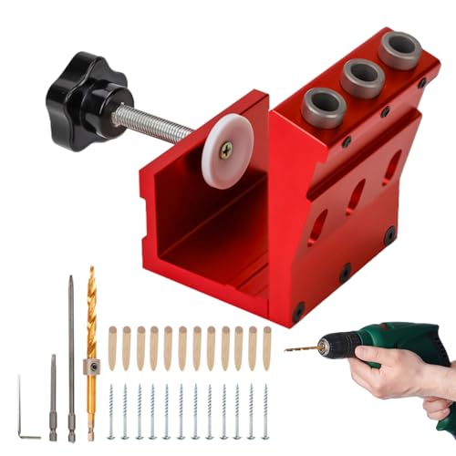 Hitburu Bohrschablone Für Winkellöcher, Taschenloch Bohrvorrichtung Set, Adjustable With Step Bit Carpentry Locator Woodworking Tools For Tight Spaces Furniture Projects Workshop Home Improvement von Hitburu