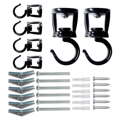 Hitburu Drehbare Decken Haken - 6 Stück Metall Rotierende Deckenmontage Haken - Multifunktionale Aufhänger Für Innen, Außen & Garage Organisation von Hitburu