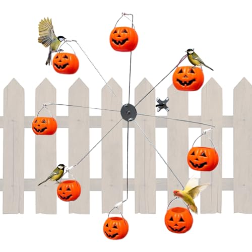 Hitburu Drehendes Riesenrad Vogelfutterspender | Garten Futterstelle Für Papageien - Halloween Schwalben Futterbehälter mit 8 Eimern für Wellensittiche und Spatzen für Outdoor Naturliebhaber Rasen von Hitburu