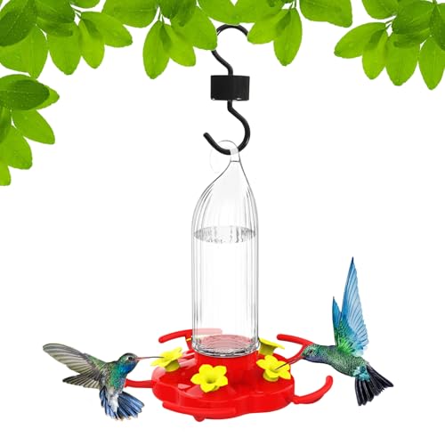 Hitburu Futterautomat - Aufhängbarer Gartenvogel Futterspender 470ml,5 Futterschalen -Flasche mit Ameisenschutz-Haken für Balkon Terrasse Garten von Hitburu