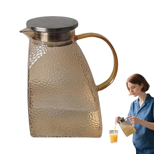 Hitburu Glas Wasserkanne | Hammerschlag Optik Karaffe - 1500ml Großer Krug Für Kühlschrank Kaltgetränke Heißgetränke Saft Milch Zu Hause Unterwegs Hitburu Glas Wasserkanne | Hammerschlag Optik Karaffe - 1500ml Großer Krug Für Kühlschrank Kaltgetränke Heißgetränke Saft Milch Zu Hause Unterwegs von Hitburu