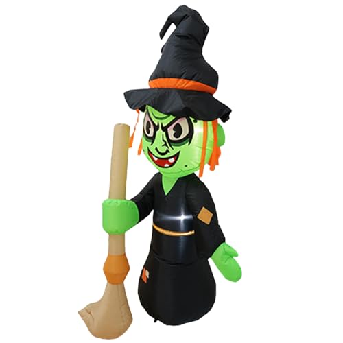 Hitburu Halloween Luftdekoration | 1,55 Meter Halloween-Luftballon Hexe Mit Integrierter LED-Beleuchtung | Aufblasbare Gruseldekoration Für Hexen Feiertag,Innen Und Außen von Hitburu