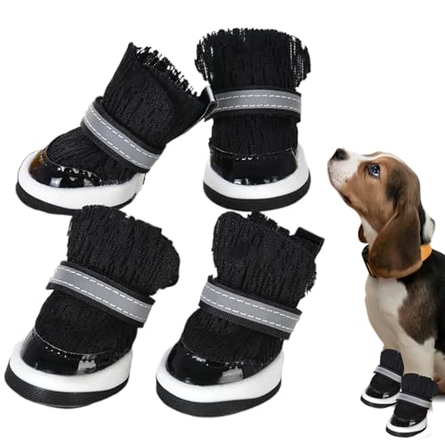 Hitburu Hundeschuhe für heißen Asphalt,Leichte Welpenstiefelchen - 4 Stück atmungsaktive Hundeschuhe für Spaziergänge, Outdoor, Camping, Wandern und von Hitburu
