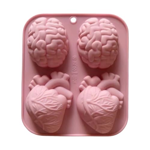 Hitburu Kerzenform | 4-Fach Realistische 3D Gehirn Herz Kerzen Gussformen - Werkzeug Für Bastelarbeiten Muffin Seife Schokolade Dessert von Hitburu