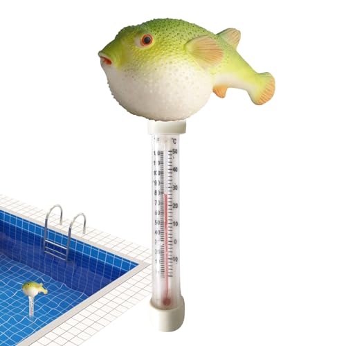 Hitburu Schwimmendes Thermometer Für Pool | Schwimmendes Poolthermometer Mit Wassertemperatur-Anzeige,Wassertemperatur-Messgerät Mit Schnur & Meerestierform Für Aquarium, See, Fischteich Und Badewanne von Hitburu