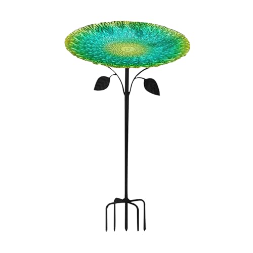 Hitburu Vogelbad Mit Futterspender | Metall Vogelbad Für Draußen Robuster | Multifunktionale Vogeltränke Mit Großem Becken Für Garten Balkon Terrasse von Hitburu