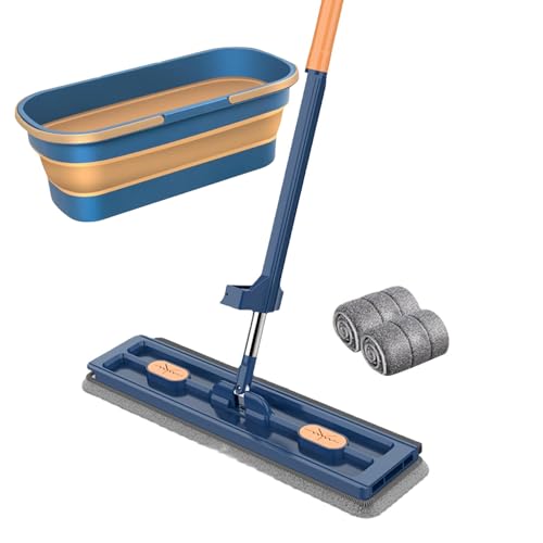 Hitburu Wischmopp Set Mit Eimer, Wischmopp Mit Auswringfunktion,großer Flacher Mopp, Um 360° Drehbarer Mopp Mit Entwässerungsschaber Und 2 Waschbaren Mikrofaserpads, Für Die Bodenreinigung Hitburu Wischmopp Set Mit Eimer, Wischmopp Mit Auswringfunktion,großer Flacher Mopp, Um 360° Drehbarer Mopp Mit Entwässerungsschaber Und 2 Waschbaren Mikrofaserpads, Für Die Bodenreinigung von Hitburu