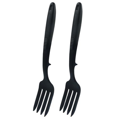 Hitefu Große hitzebeständige Silikongabel, 30 cm, flexible Kochgabel, Antihaft-Küchengöffel für Zutaten mischen, Mahlen, Eier und Backen (schwarz), 2 Stück von Hitefu