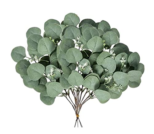 Hitopin 15 Stücke Künstliche Pflanzen Eukalyptus, Zweige Eukalyptus Pflanze, Künstlich Eukalyptus Zweige, Eukalyptus Pflanze Bulk, für Hochzeit, Garten, Haus, Büro, Indoor Outdoor Dekoration (Grün) von Hitopin