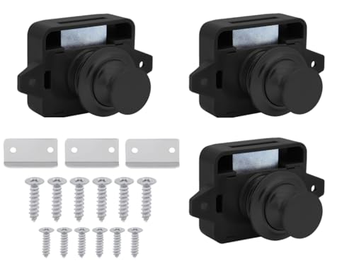 Hitopin 3 Stück Cabinet Push Button Lock,Push-Lock Button Catch,Keyless Wohnmobil Verriegelung,Verriegelung Schubladen Druckschloss,Push Locks Mini für Schublade, Schrank, Wohnmobil, Camper (Schwarz) Hitopin 3 Stück Cabinet Push Button Lock,Push-Lock Button Catch,Keyless Wohnmobil Verriegelung,Verriegelung Schubladen Druckschloss,Push Locks Mini für Schublade, Schrank, Wohnmobil, Camper (Schwarz) von Hitopin